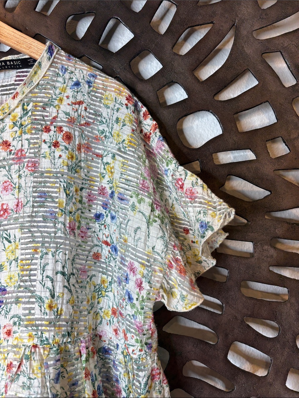 🌸 Zara Cottagecore Floral Peplum Top Women’s Small Multicolor Lightweight 🌸 - Picture 3 of 10